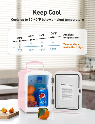 Портативний міні-холодильник AstroAI LY0204A Pink