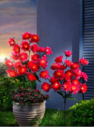 Світлодіодні садові 40 текстильних троянд Pink Roses